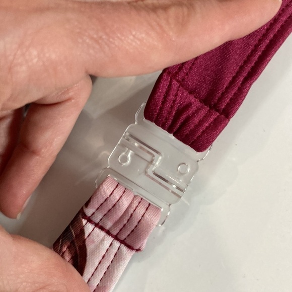 Halter Floral Burgundy Swim Bikini Top Large - Picture 12 of 12